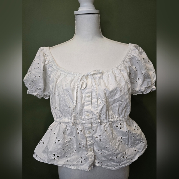 American Eagle Eyelet Peplum Top - Picture 1 of 7